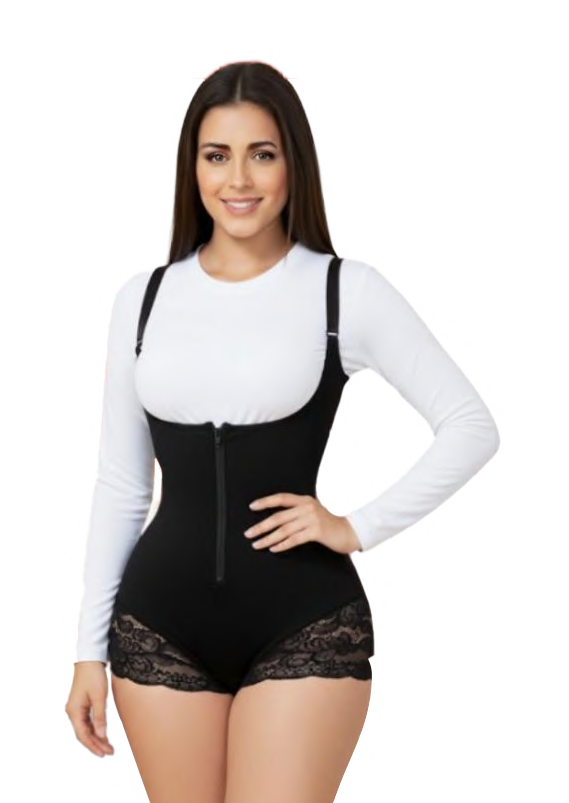 Body semi hilo de Fajas Belvia, color Negro y beige